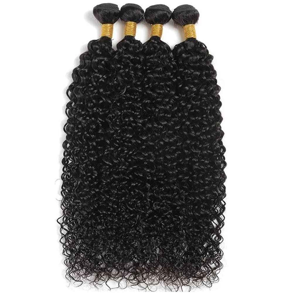 Kinky Curly Human Hair Bundles Afro Curly Bundles Human Hair Natural Black 12 14 16 Inch Quick Weave Unprocessed Remy Hair Extensions For Women Double Weft 300G