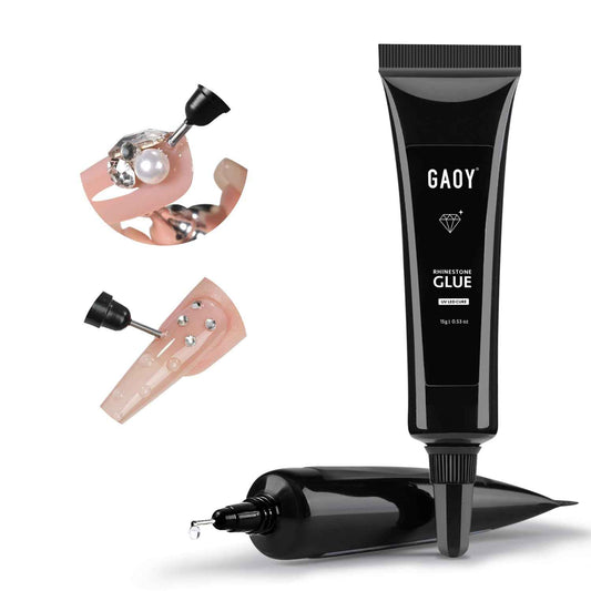 GAOY Multi-Functional Rhinestone Glue, Strong Adhesion 3D Gel Nail Art Glue for Nail Charms, Gems and Jewels Decoration, 15g No Wipe UV Light Cure