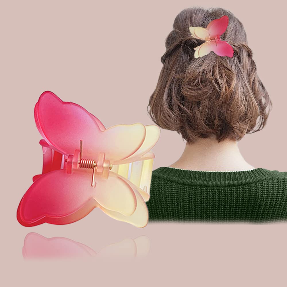 Fuyunohi Butterfly Clips, Hair Clamps Small Claw Clips Hair Grips Girls Hair Clips Butterfly Hair Clips for Girls, Barrettes and Hair Clips for Women(Mixed Color, 6 Pack)