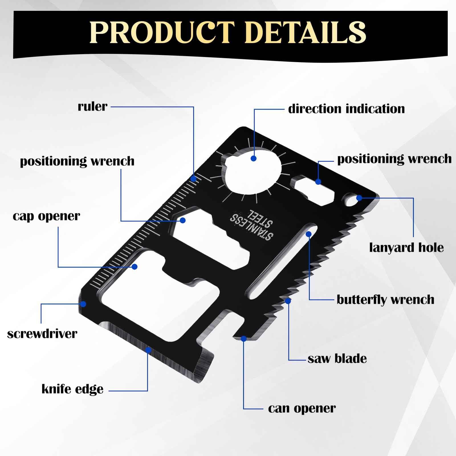 Leriton 6 Sets Christmas Gifts Baby Shower Game Prizes for Men Include Black Kraft Paper Gift Bags Manicure Kit Tools Socks Pens 11-in-1 Survival Card Tool for Men Husband Father(Black)