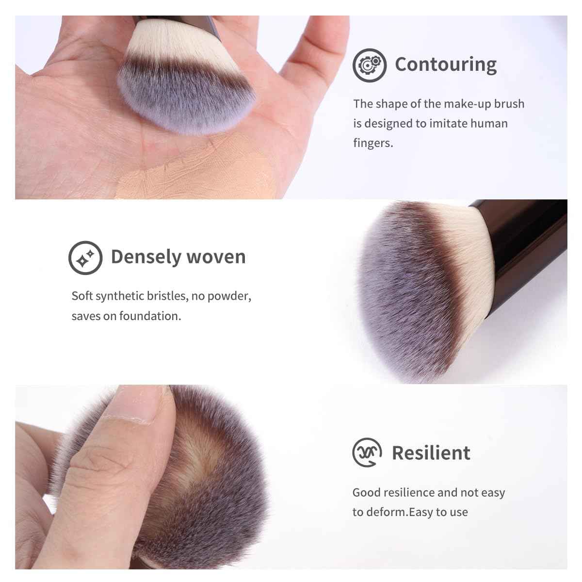 MAANGE 5 PCS Foundation Makeup Brush Set Double-ended Kabuki Mask Contour Brush for Liquid Powder Concealer Cream Cosmetics Blending Makeup Brushes (Coffee)