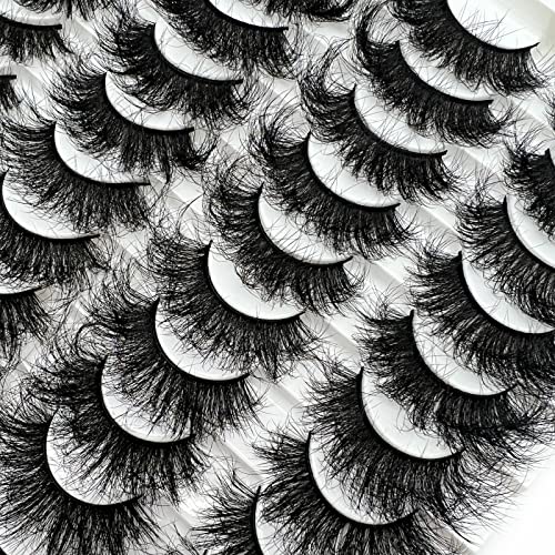 Mink Lashes 20 Pairs Dramatic Thick 5D False Eyelashes 20mm Wispy Fake Eyelashes Pack, by Kmilro (LD06)