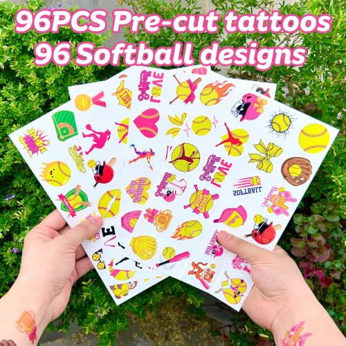 96 Softball Temporary Tattoos - Party Favors & Prizes