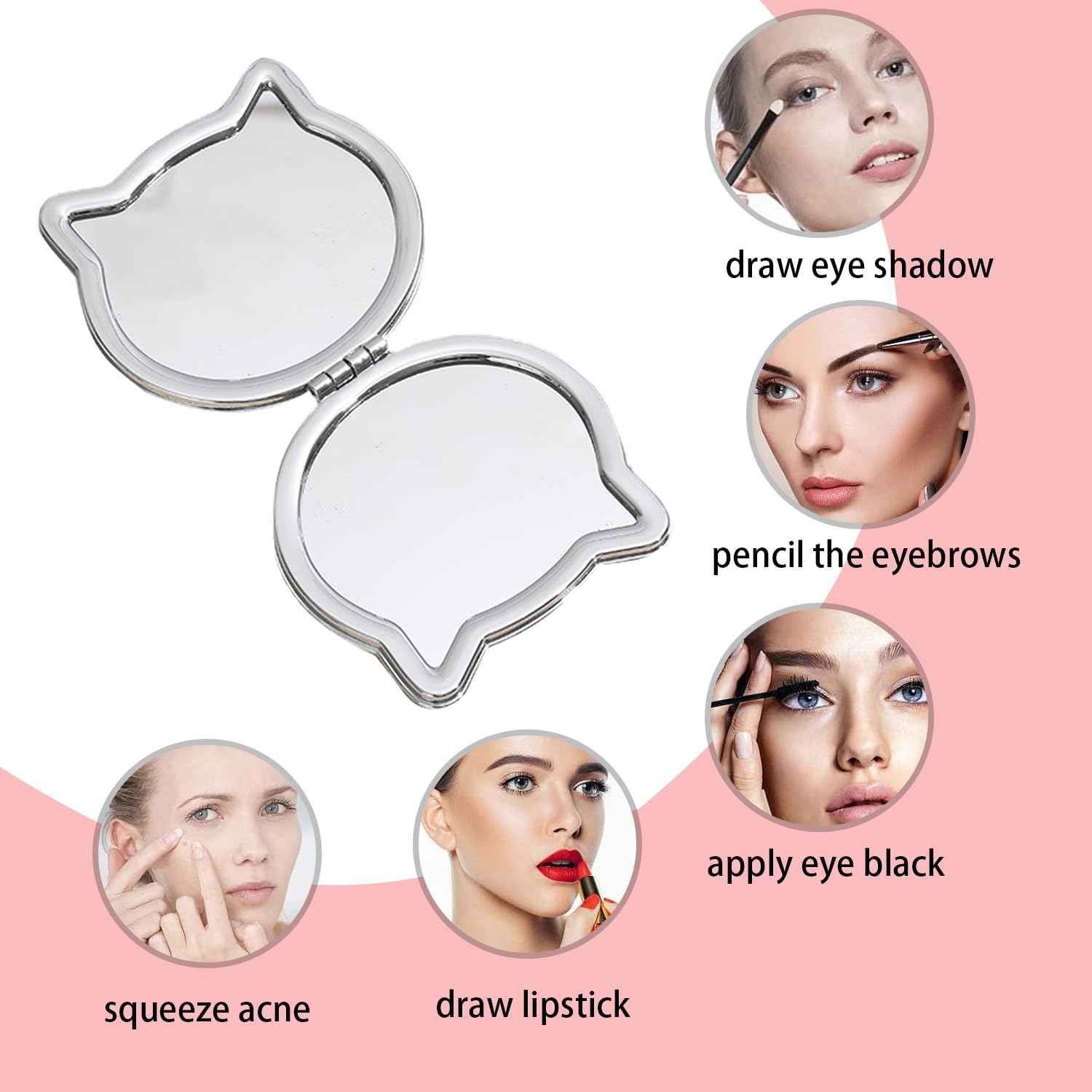 Fixleren Compact Mirror, Travel Makeup Mirror for Handbag Pocket Wallet, Portable Double-Sided Magnifying Cosmetic Mirror for Daily.