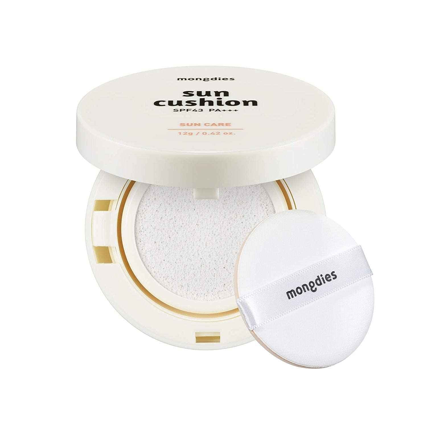 Mongdies Baby Sun Cushion SPF 43 PA+++ SAFE INORGANIC UV BLOCK WITH SIMPLE CUSHION TYPE, Contains Vitamine tree complex, Complete skin irritation safety test - 12g