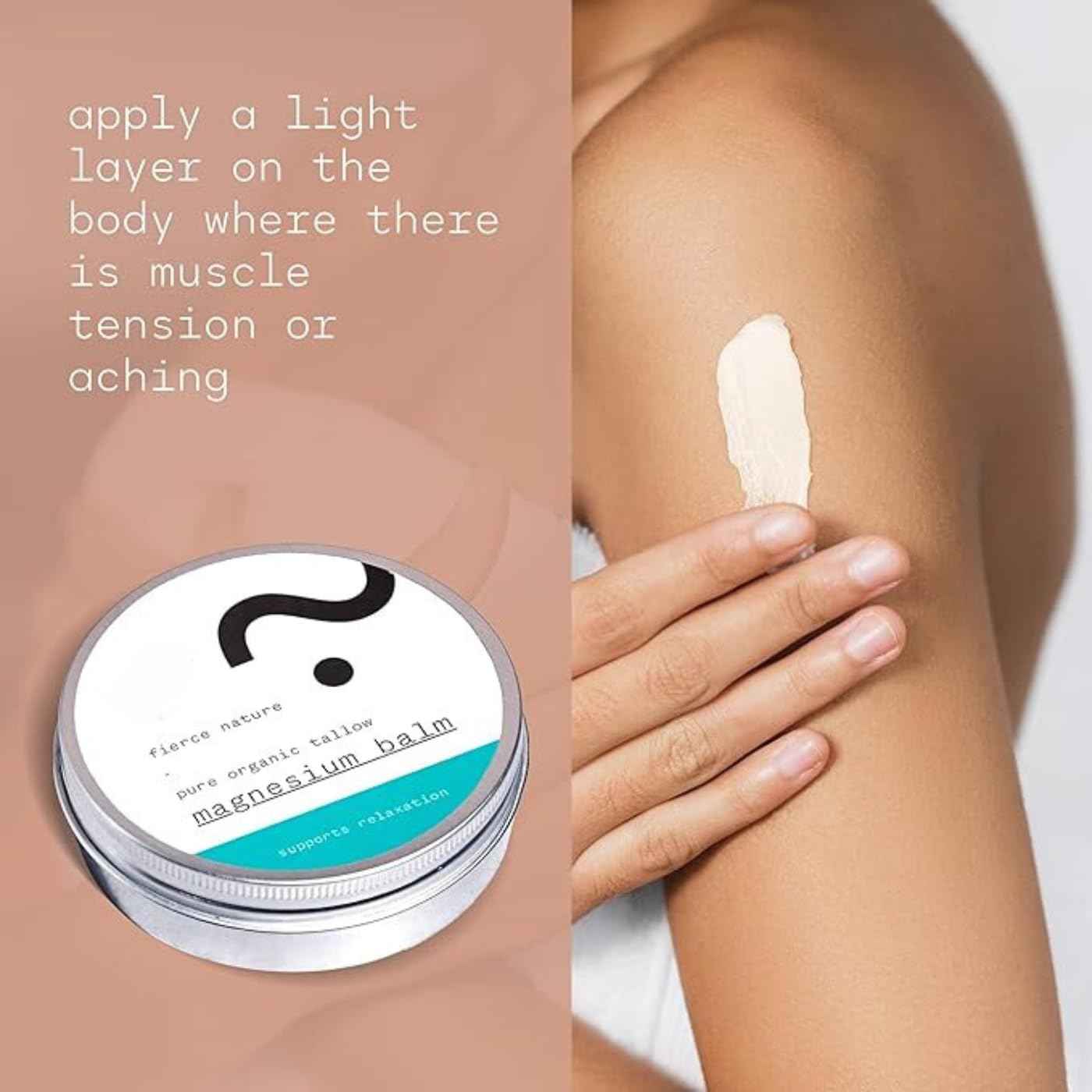 fierce nature Magnesium Tallow Balm, Natural Topical Body Balm for Muscle Aches and Strains, Alternative Cream For Sleep and Relaxation, Unscented, 100g