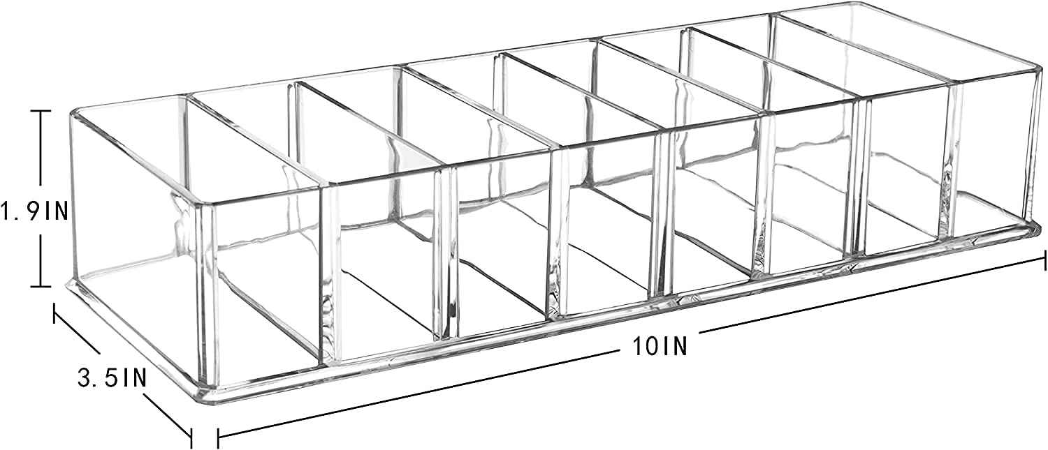 Seitop 2 Pack Detachable Makeup Organizer, 8 Compartments Acrylic Cosmetic Storage Jewelry Display Boxes, Clear Drawer Organizers Case for Dresser Vanity Bathroom Kitchen