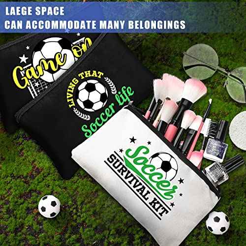 Sweetude 18 Pcs Soccer Gifts Makeup Bag Toiletry Travel Storage Accessories with Zipper Cosmetic Bags Portable Cosmetic Pouch for Soccer Lovers Players Team Fans(Classic)