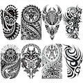 Tribal Totem Temporary Tattoo for Men - 8 Sheet Set