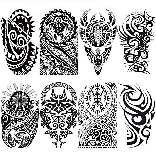 Tribal Totem Temporary Tattoo for Men - 8 Sheet Set
