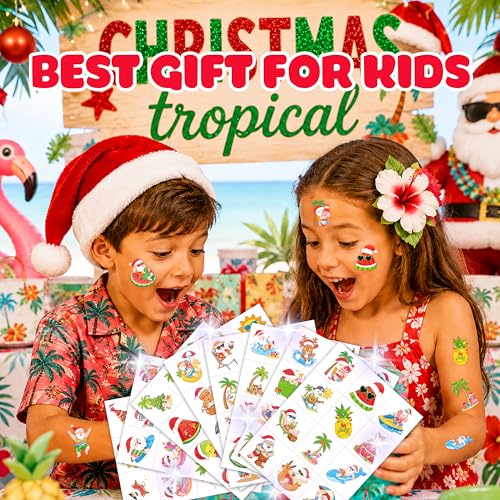 96 PCS Christmas Tropical Temporary Tattoos for Kids