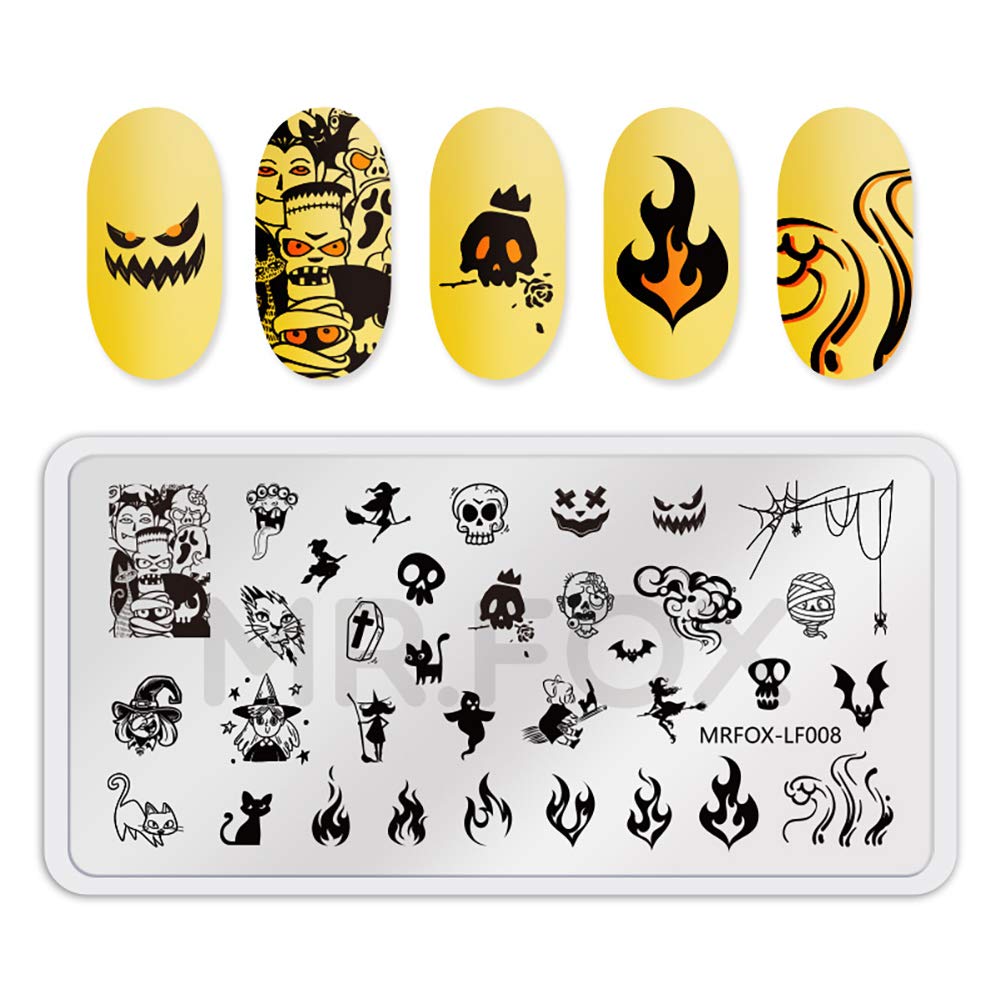 Mr. Fox Nail Printing Board Set Halloween Flame Leopard, Zebra and Snake Motifs Nail Art DIY Stamping Template