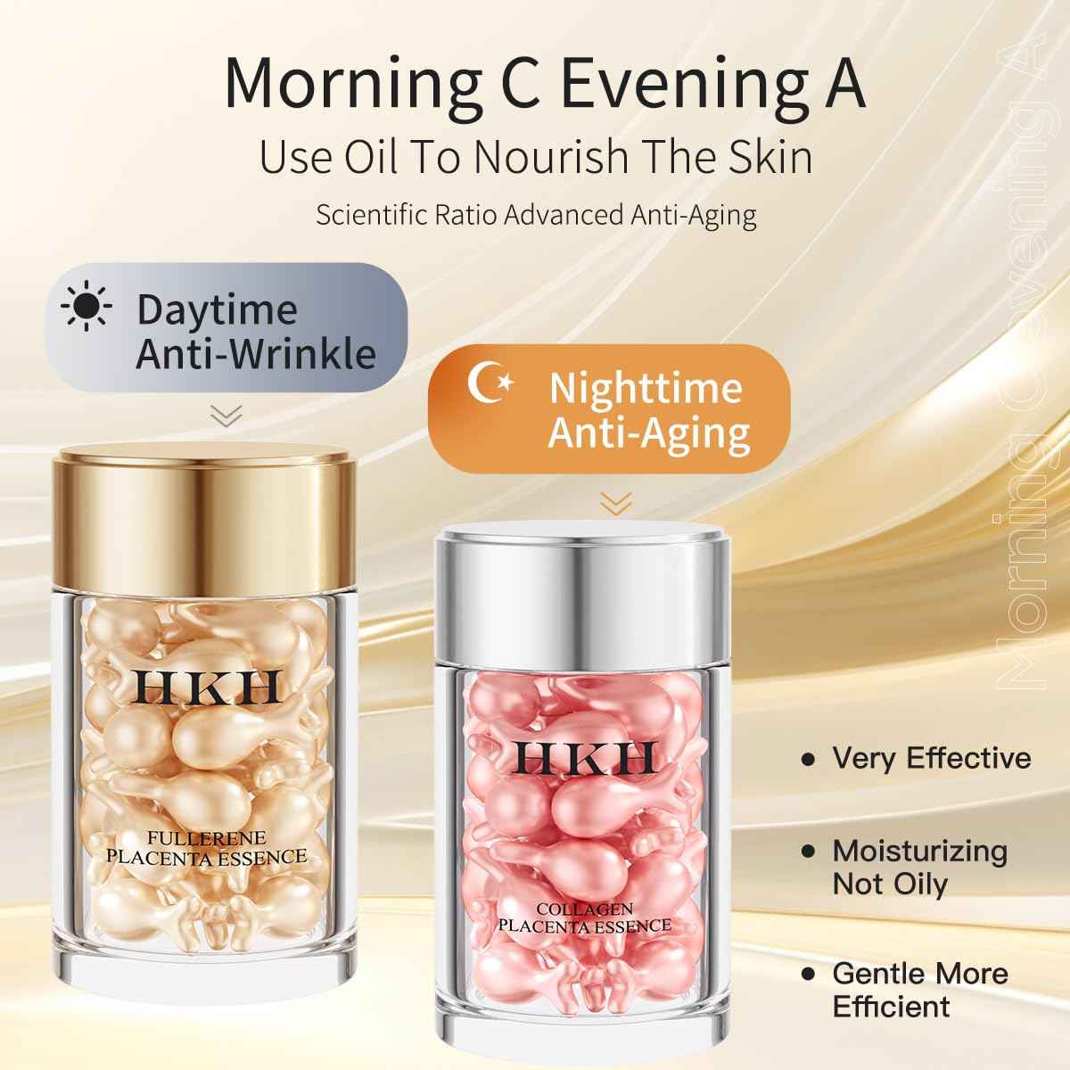 Vitamin C & Retinol Serum Capsules Set – 48 pcs VC for Morning + 48 pcs VA for Evening - Anti-Aging & Anti-Wrinkle Skincare Face Serum - Smooth Fine Lines Hydrate & Firm Skin - Travel-Friendly Gifts