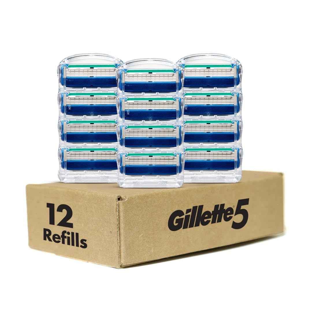Gillette5 Mens Razor Blade Refills, 12 Count, Lubrastrip for a More Comfortable Shave
