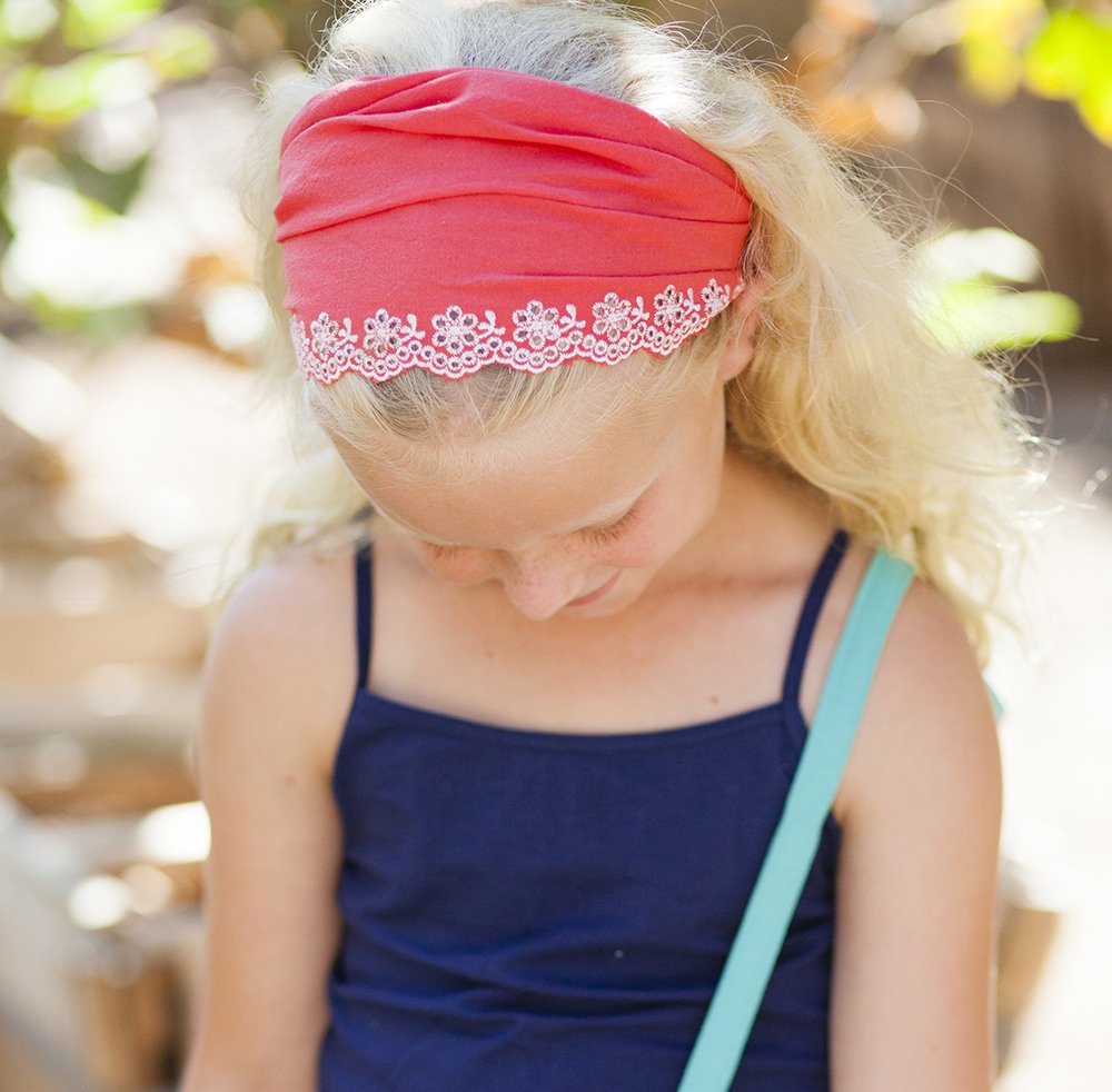 Peppercorn Kids Girls Eyelet Flower Bandana Headband - Orange Soda (3-12 Y)