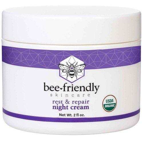 BeeFriendly Organic Night Cream, USDA Certified Organic, Deep Hydrating & Moisturizing Night Time Eye, Face, Neck & Decollete Cream for Women and Men, Anti Aging, Anti Wrinkle 2 oz