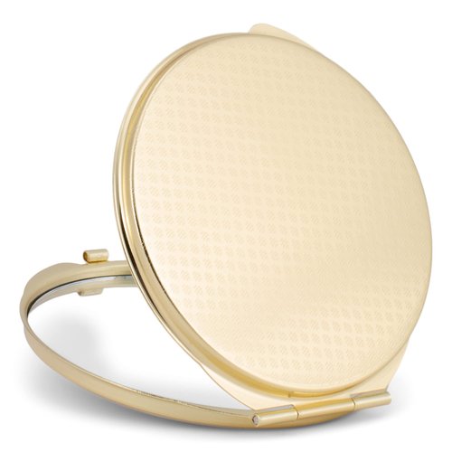 Cottage Garden Hand Painted Golden Metal Enamel Ornamental Vintage Hinged Lid Personal 3 Inch Makeup Beauty Double Sided Compact Travel Mirror with Bejeweled Crystals, Mermaid