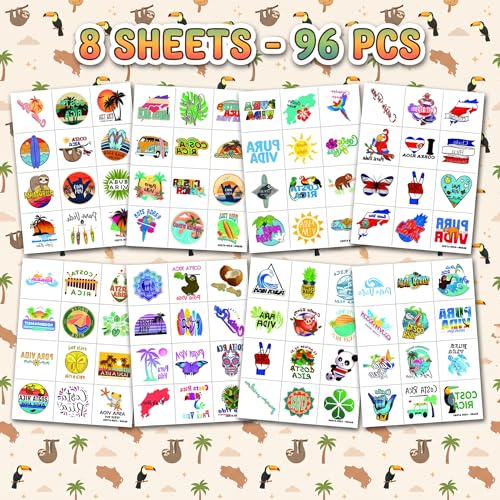 96 Tropical Temporary Tattoos - Costa Rica Party Favors