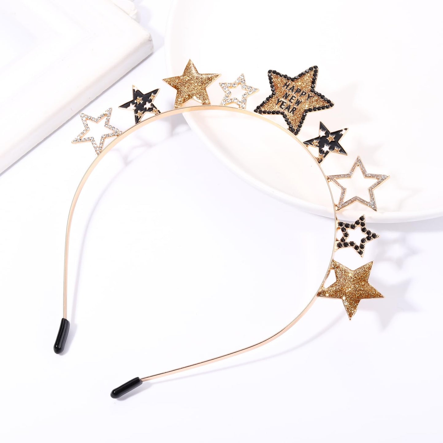 YAHPERN Happy New Year Headbands for Women Rhinestone New Year’s Eve Hairbands New Year Party Supplies Hair Accessory Gifts (Star A)