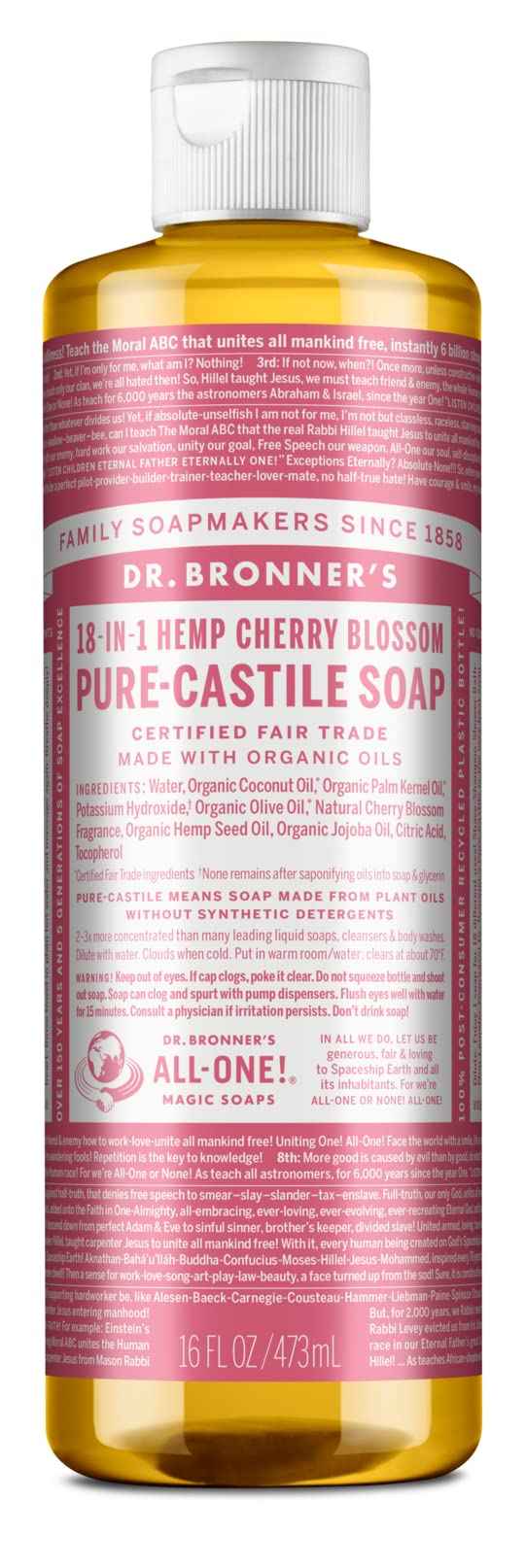 Dr. Bronner's Organic Cherry Blossom Liquid Castile Soap, 16 OZ
