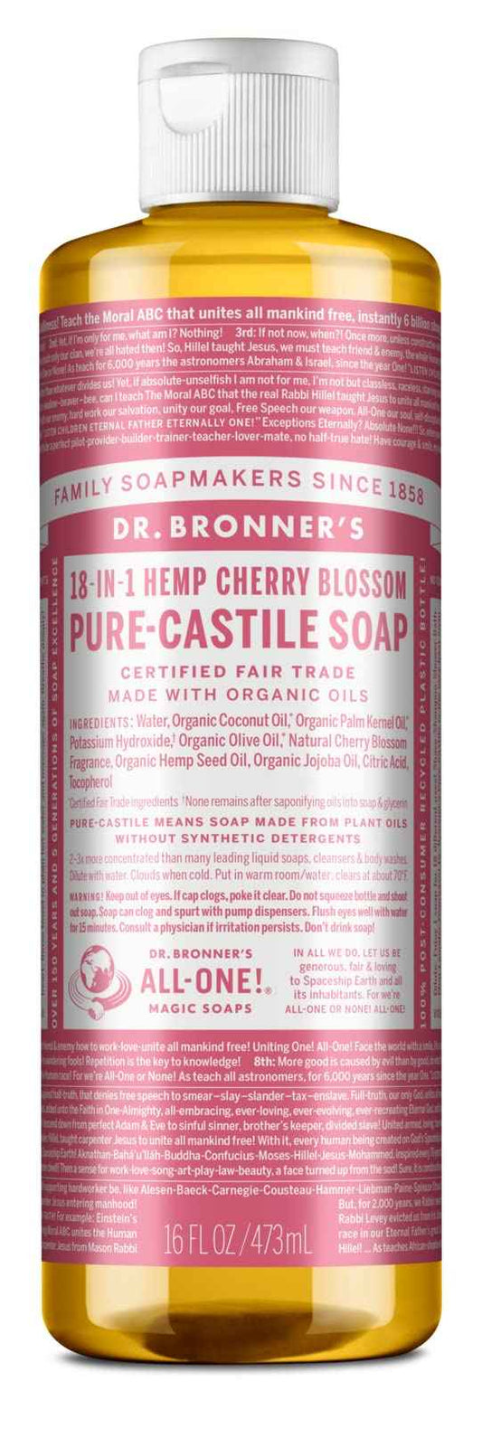 Dr. Bronner's Organic Cherry Blossom Liquid Castile Soap, 16 OZ