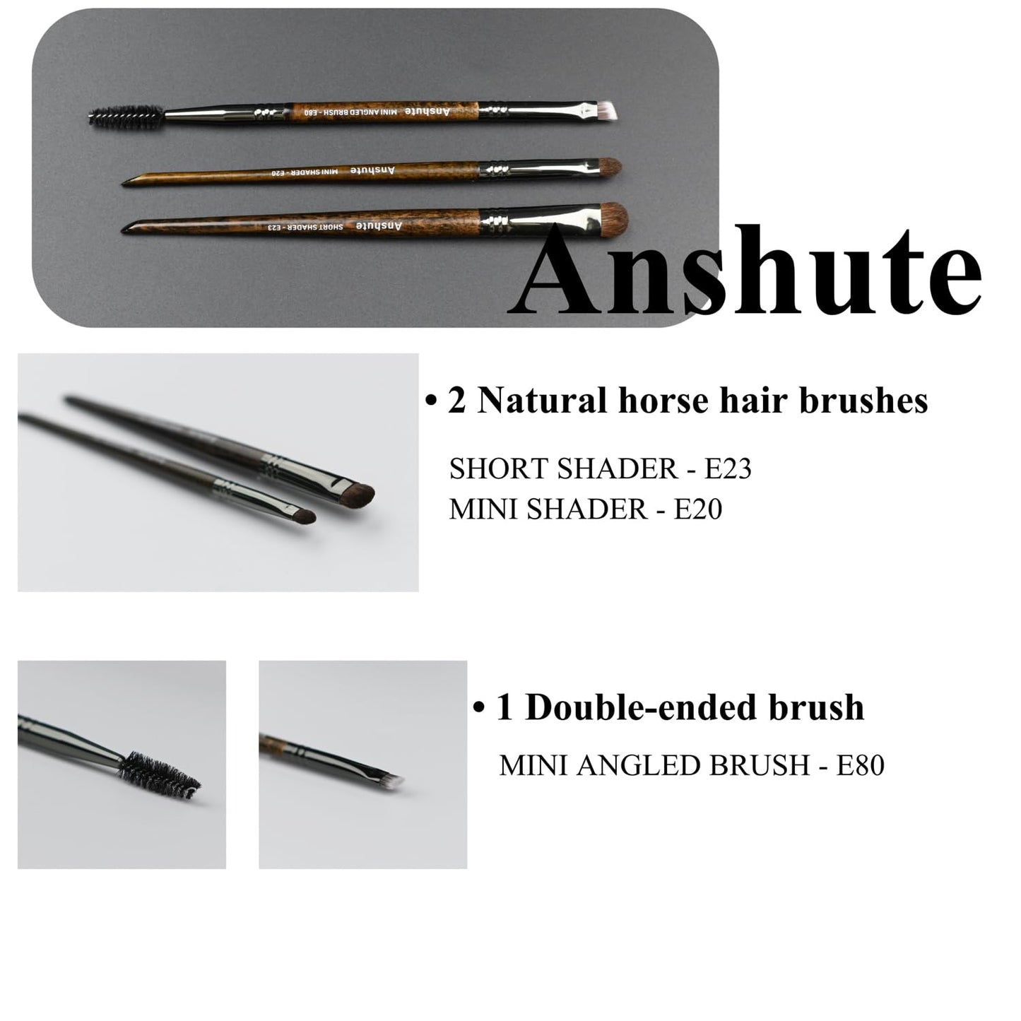 Anshute Natural Goat Hair Makeup Brushes Set of 10, Professional Natural Hair Cosmetic Brushes with Case, Beech Wood Handle. Super Soft Bristles, Variety of Brushes. Face Brushes, Eyeshadow Brushes.