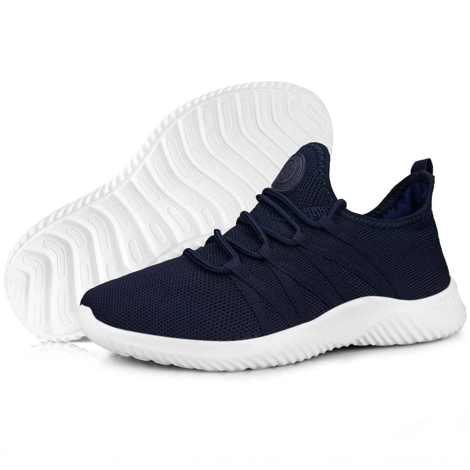 Feethit Womens Slip On Running Shoes Non Slip Walking Shoes Lightweight Gym Workout Shoes Breathable Fashion Sneakers All Dark Blue Size 9.5