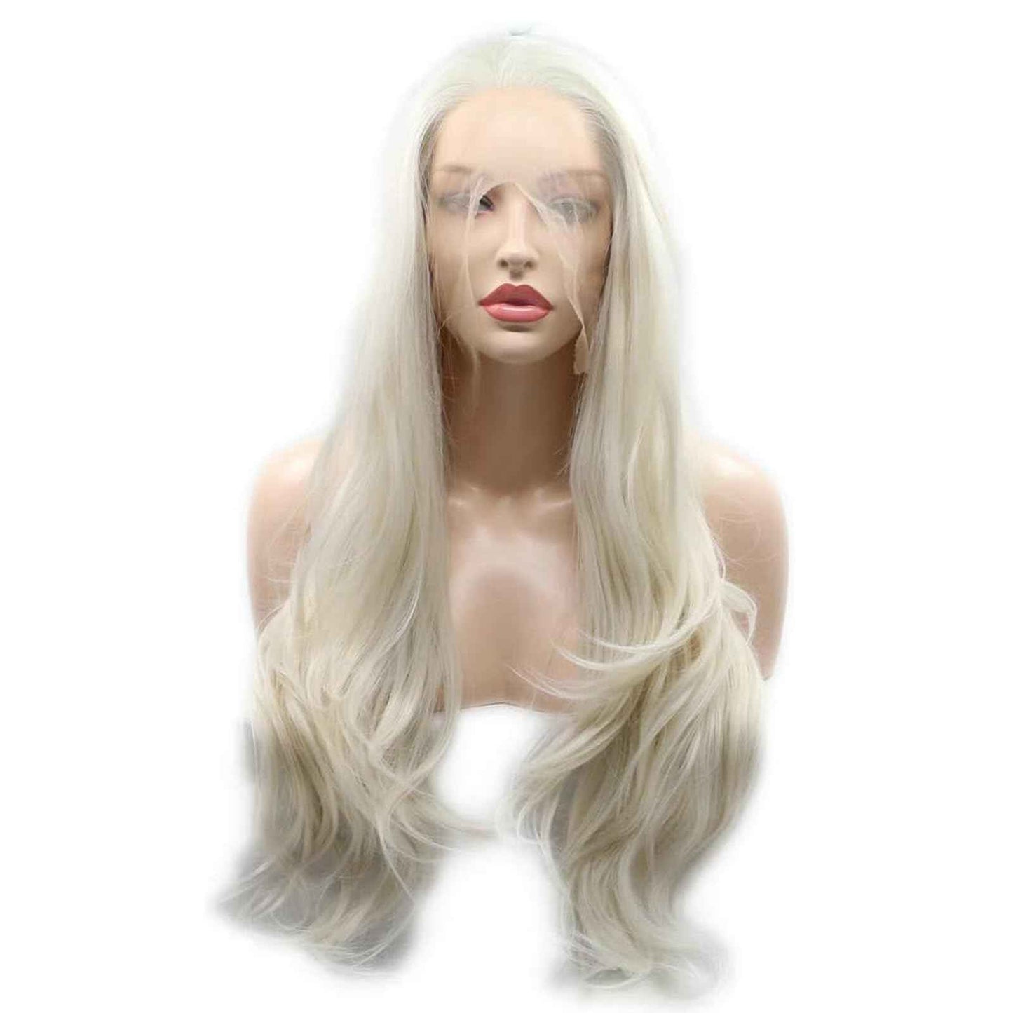 Platinum Blonde Wig Lace Front Real Hair Curly Wigs Long White Blonde Hair Wig Wavy Afro Wigs for Black Women Drag Queen Cosplay Daily Synthetic 26 Inch Lace Front