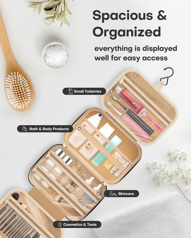 HOTOR Hanging Travel Toiletry Bag | Waterproof Makeup Organizer