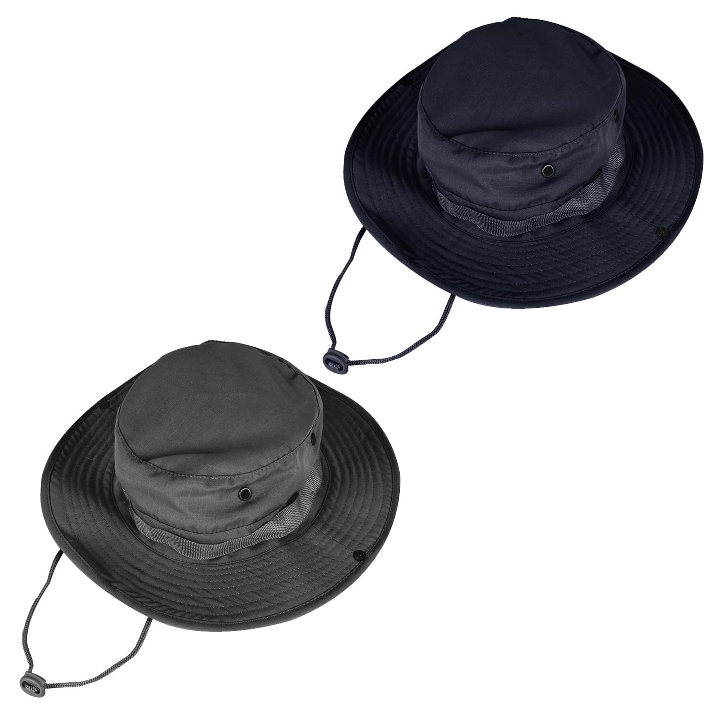 Sun Hats for Men Women Bucket Hat UPF 50+ Boonie Hat Foldable UV Protection Hiking Beach Fishing Summer Safari(2pack-Black+Navy)