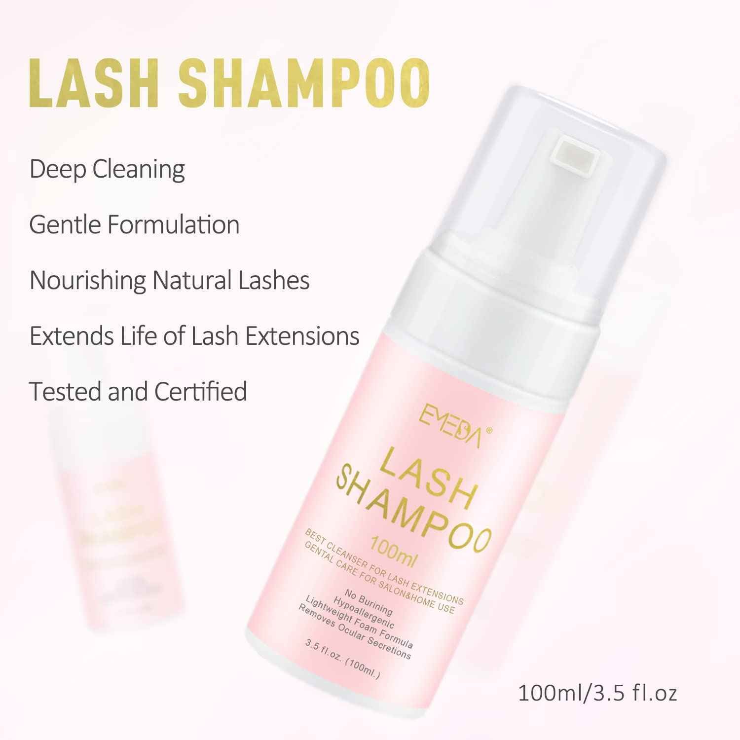 EMEDA Lash Shampoo for Lash Extensions 100ml Eyelash Extension Cleanser, Lash Bonder for Eyelash Extensions, Not Glue, Glue Accelerator for Eyelash Extensions