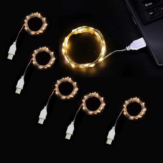 Sokelinn-six 2m 20 LEDs Fairy String Lights, USB Powered String Light for Desk Office Christmas Tree Party Decoration (Warm, 5)