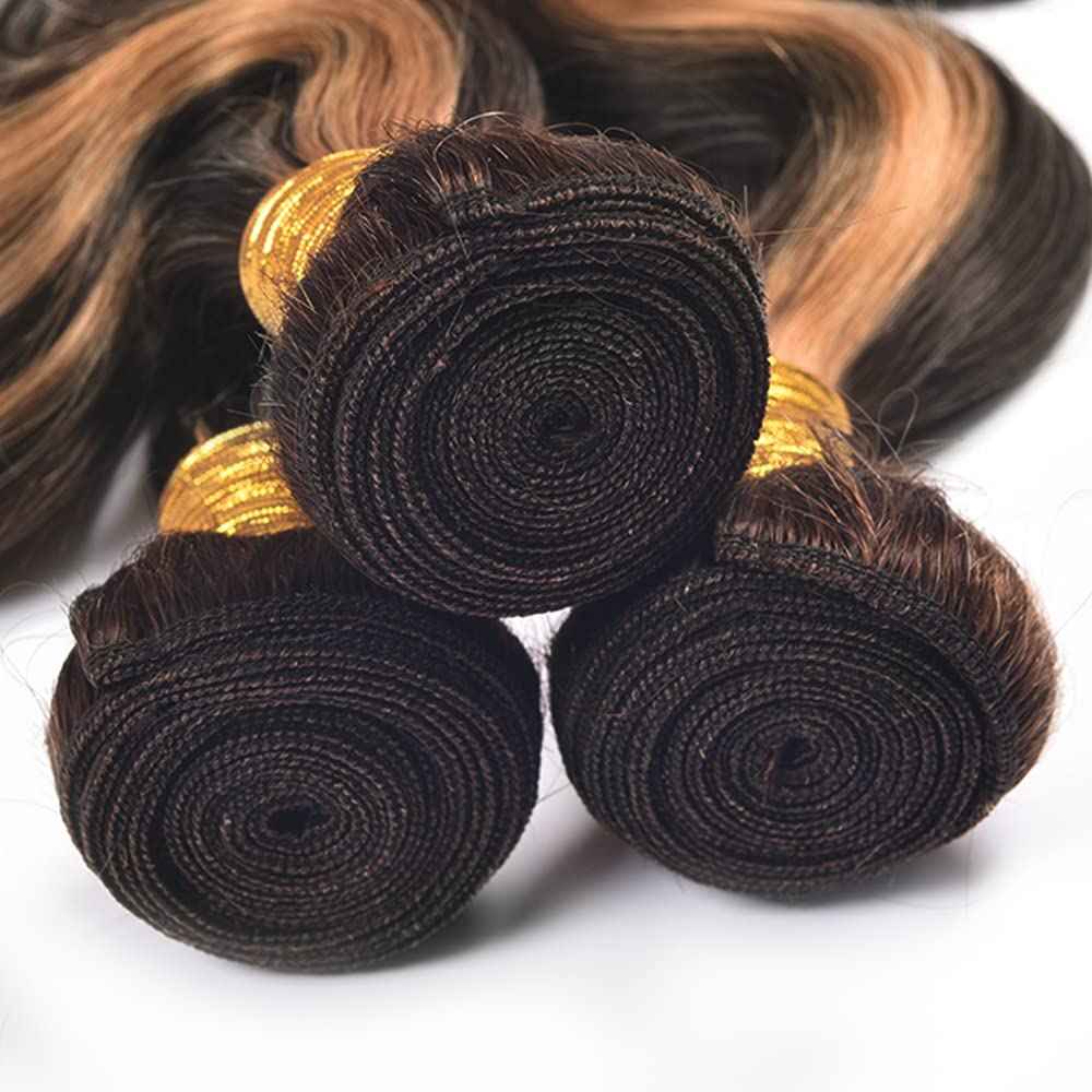 Highlight Human Hair Bundles Color #30 Body Wave Bundles 26 Inch 8A Grade Peruvian Virgin Hair 1 Bundle Double Weft Ombre Brown Hair Weave For Women
