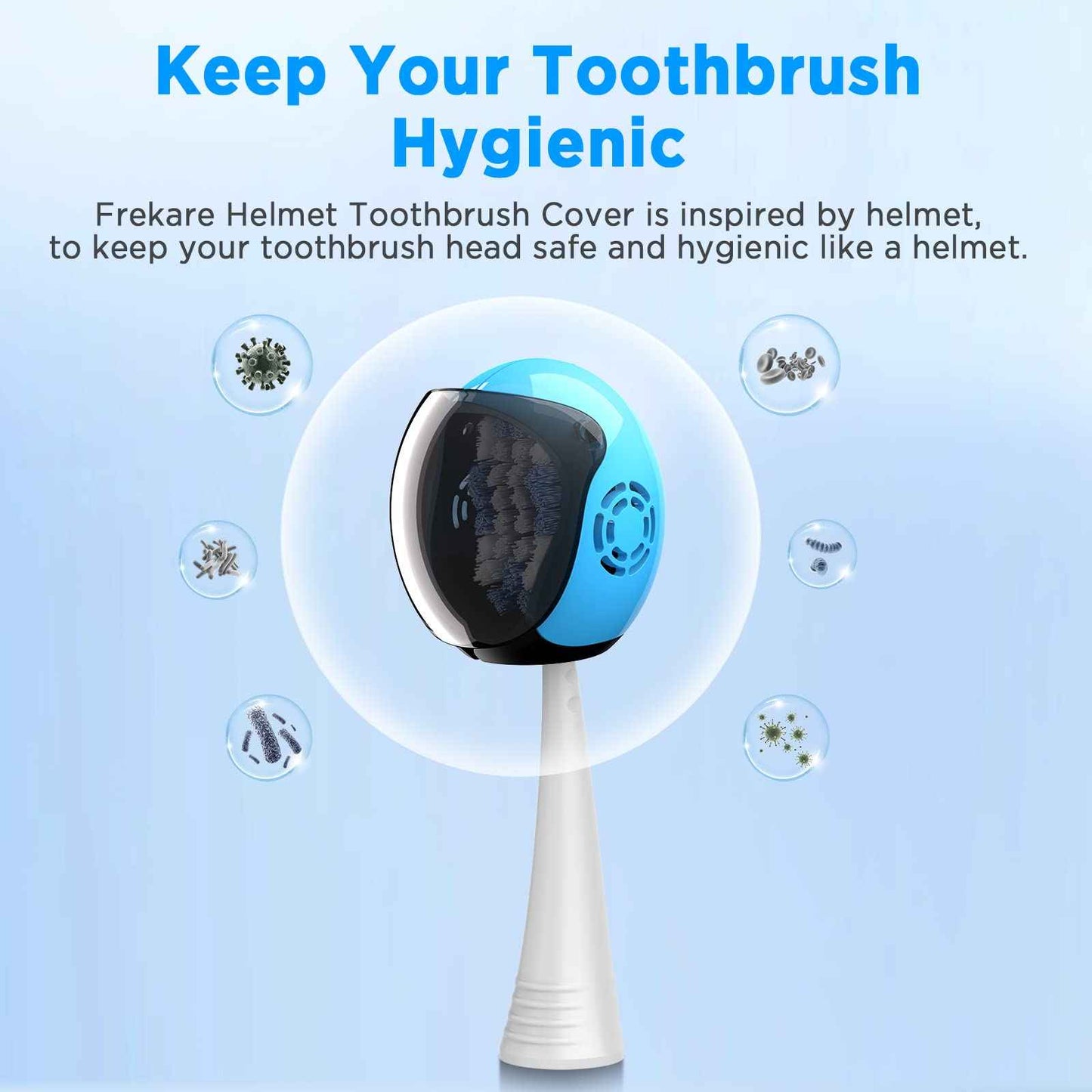 Helmet Toothbrush Covers Caps, Toothbrush Head Protector for Household Travel, Fits Most Manual and Electric Toothbrushes, 6 Count (Black, White, Grey, Blue, Pink, Red)