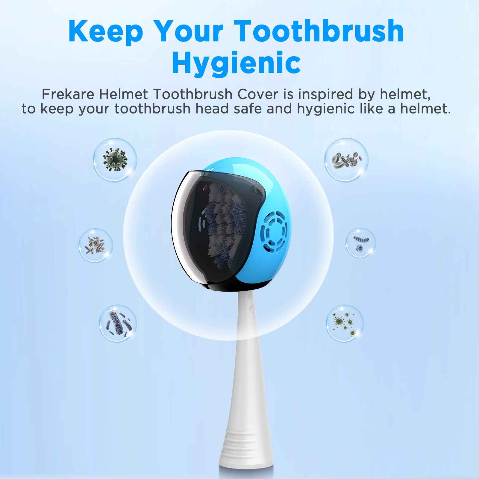 Helmet Toothbrush Covers Caps, Toothbrush Head Protector for Household Travel, Fits Most Manual and Electric Toothbrushes, 6 Count (Black, White, Grey, Blue, Pink, Red)