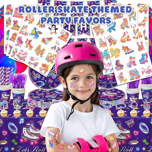 96 PCS Roller Skate Temporary Tattoos for Kids Party Favors