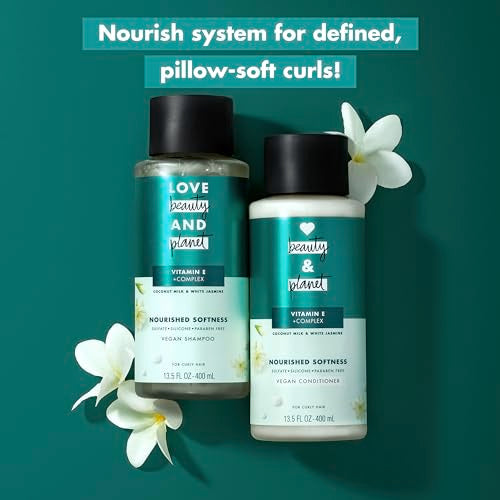 Love Beauty and Planet Conditioner with Vitamin E Coconut Milk & White Jasmine for Curly Hair & Natural Definition, Sulfate, Silicone, & Paraben Free. Cruelty-Free. 13.5 oz (Pack of 2)