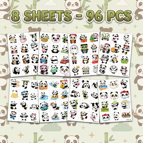 96 Panda Temporary Tattoos for Kids | Cute Animal Designs