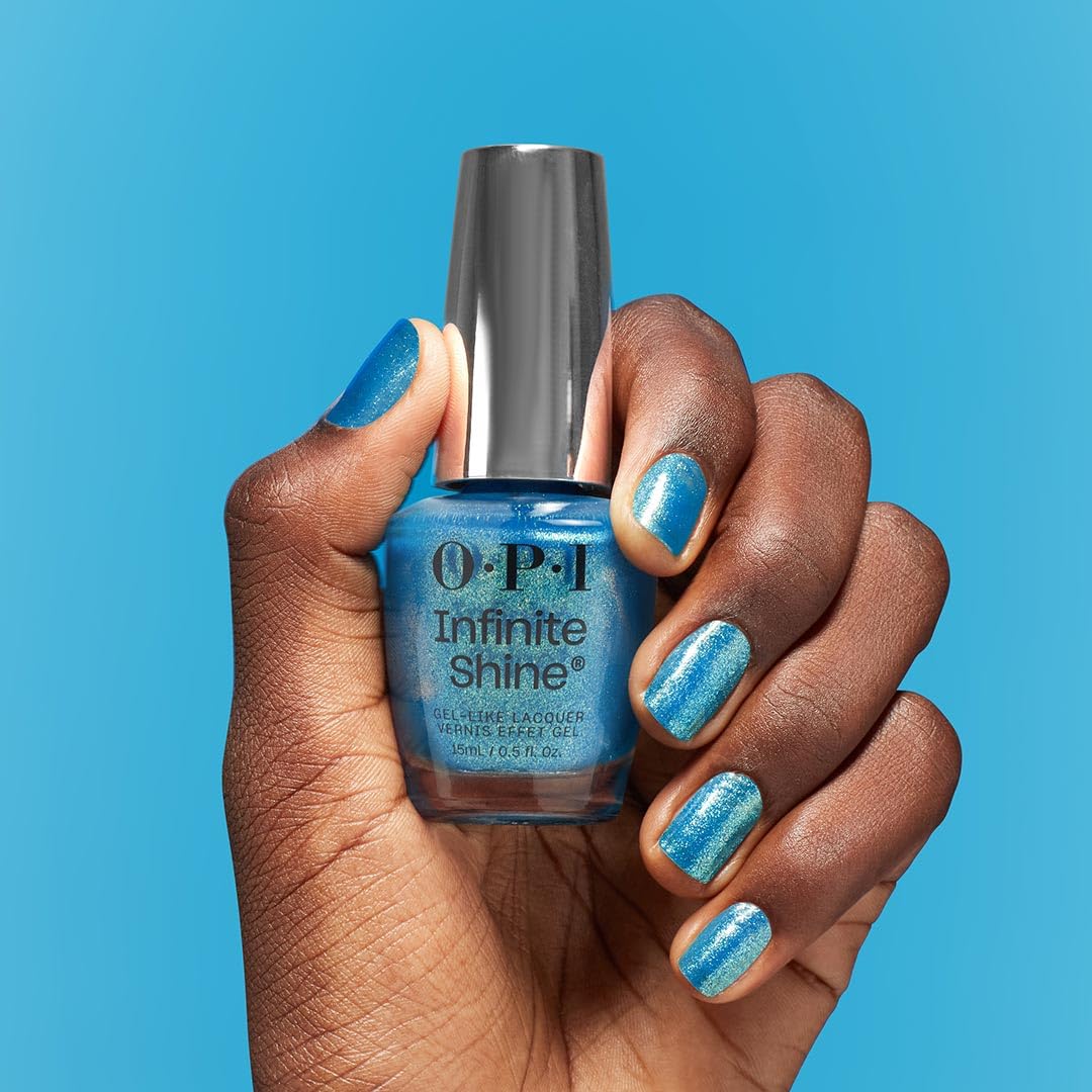 OPI Infinite Shine Long-Wear Cool Shimmer & Bright Opaque Finish Blue Nail Polish, Up to 11 days of wear & Gel-Like Shine, Summer '24, My Me Era Collection, I Deserve the Whirl, 0.5 fl oz