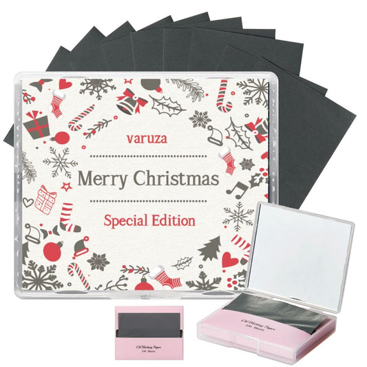 [200 Counts + Mirror Case] Christmas Edition Natural Bamboo Charcoal Oil Blotting Sheets for Face with Mirror Case