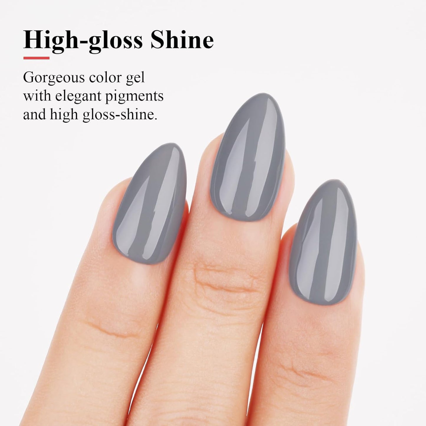 senvenski Grey Gel Nail Polish, Light Bright Charcoal Pewter Grey Gel Polish Soak Off Gift Set UV LED Art Varnish Kit (CS2-025)