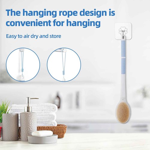 Bath Brush Long Handle for Shower, Back Scrubber for Shower, Non-Slip Long Handled Shower Back Brush, Shower Brush for Cleaning Body Exfoliate (Blue)