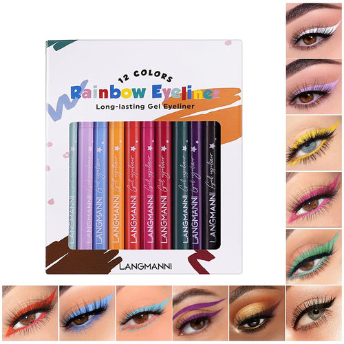 12-Color Pro Eyeliner Set - Waterproof Liquid Eye Liner Pens