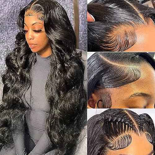 26 Inch Body Wave Lace Front Wigs Human Hair 180% Density 13x4 HD Glueless Wigs Pre Plucked with Baby Hair Unprocessed Brazilian Virgin Transparent Body Wave Lace Frontal Wig for Women