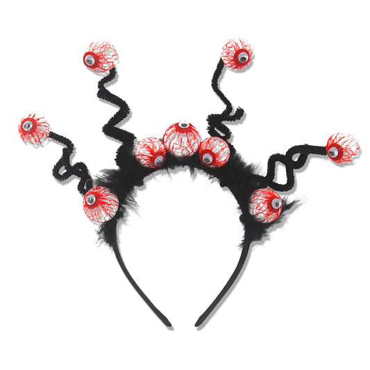 HIFANMM Halloween Headband Horror Eyes Hair Accessories Blood Eyeballs Hair Supplies Funny Halloween Party Hair Decoration for Women Girls Kids Unique Day of the Dead Headdress Hair Hoop 1 Pcs