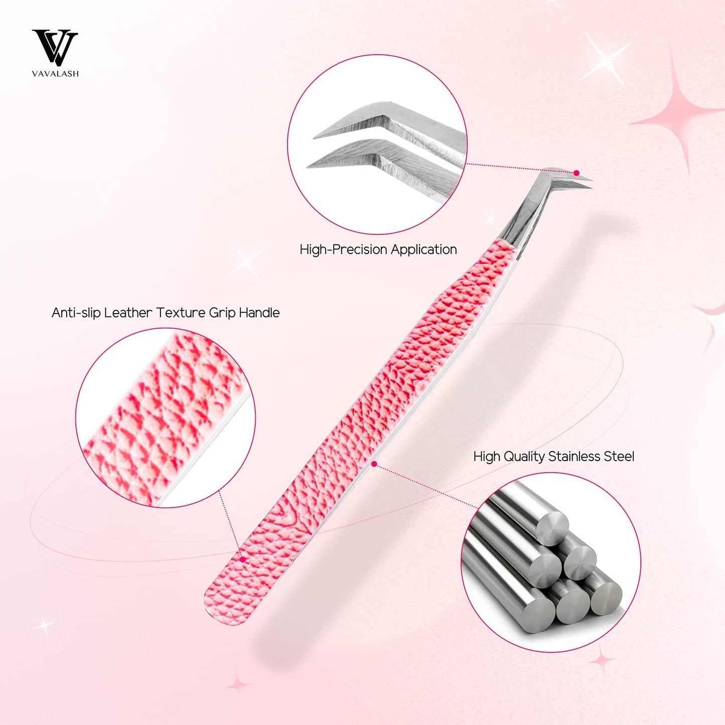 VAVALASH Eyelash Extensions Tweezers Set Of 4 Stainless Steel Professional Lash Tweezers for Volume Classic Lash Extensions Precision Isolation Volume Boot Curved Volume Lash Tweezers(SV05,1 Set 4Pcs)