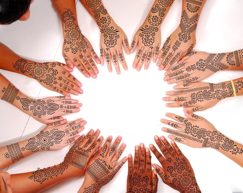 Henna Tattoo Stencil Kit - 12 Sheets Indian Hand Design