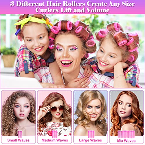 Cludoo Jumbo Hair Rollers Set 28 Pcs Self Grip Curlers with Clips