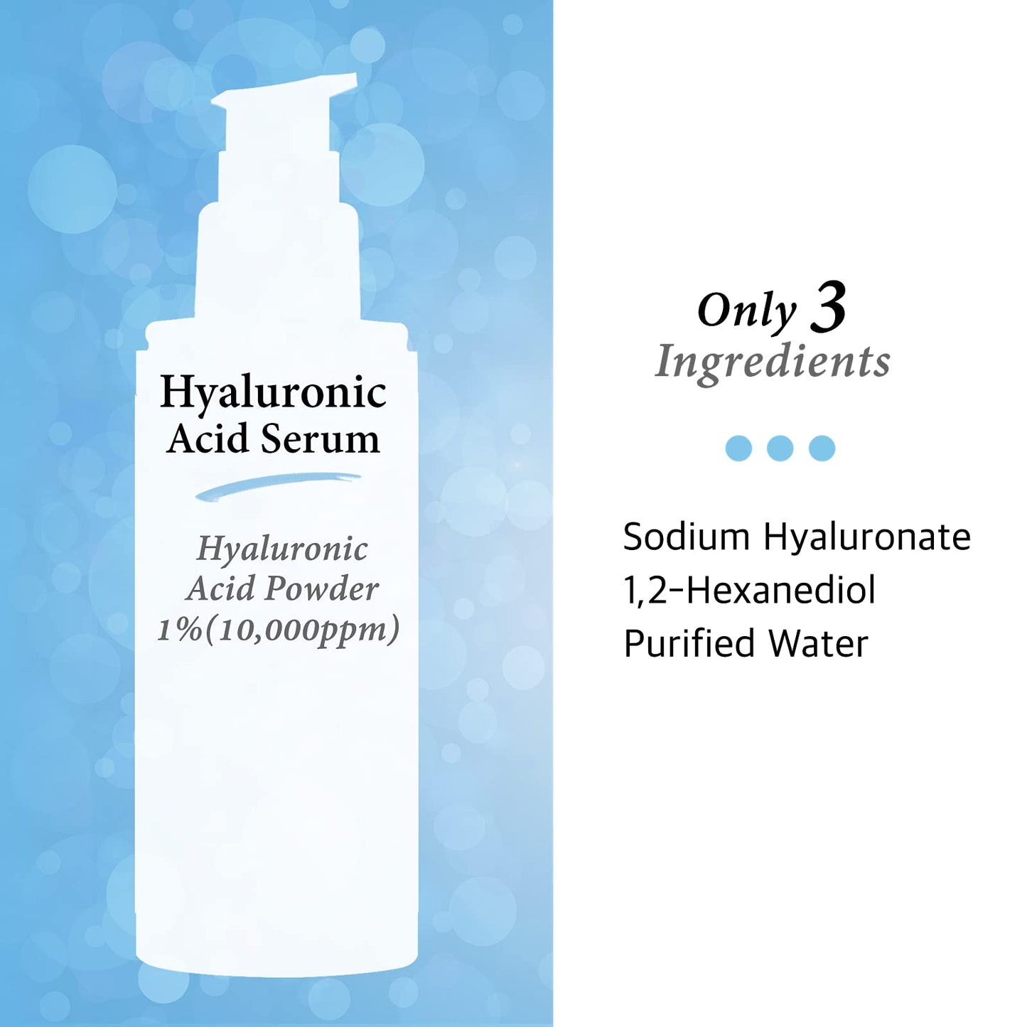 Pure Hyaluronic Acid 1% Powder Serum for Face 10,000ppm - Fine Line + Intense Hydration + facial moisturizer + Visibly Plumped Skin 4 Fl Oz