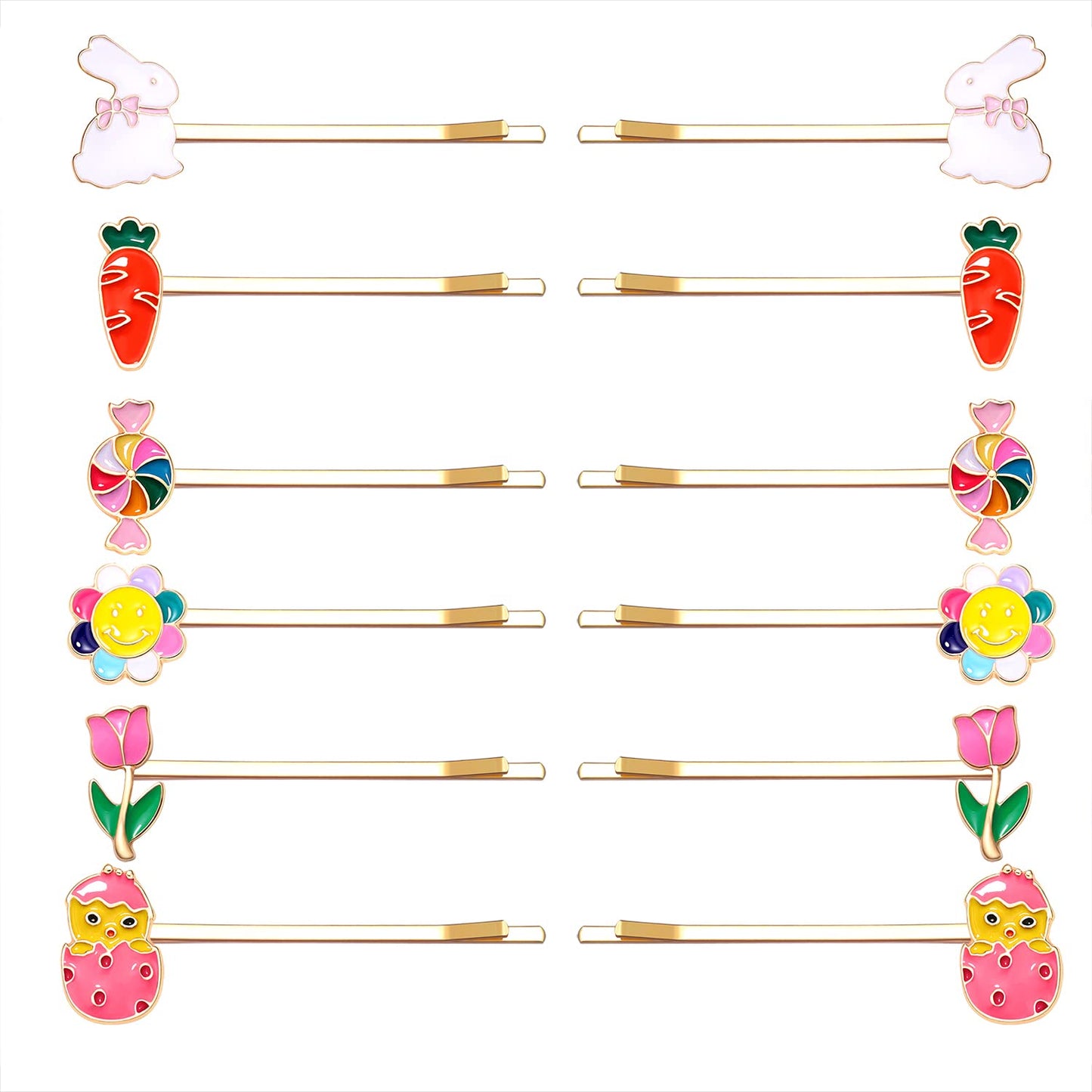 12Pack Easter Hair Clips for Women,Cute Bunny Egg Floral Hair Bobby Pins Spring Holiday Hair Accessory Gifts